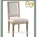 Countryside style Carved Dining Chair with Linen Fabric and Wood for Furniture